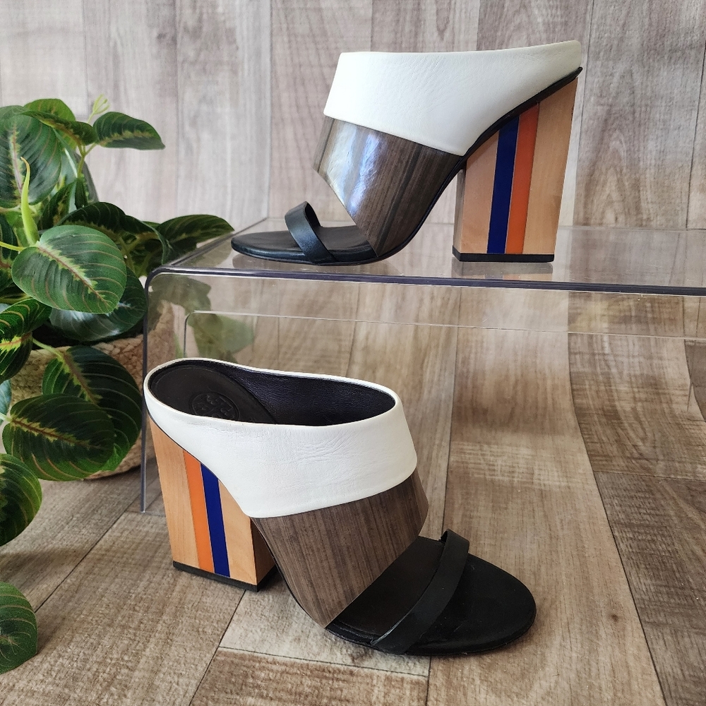 Tory Burch Mika Colorblock Mules Size 6 - Picture 6 of 14
